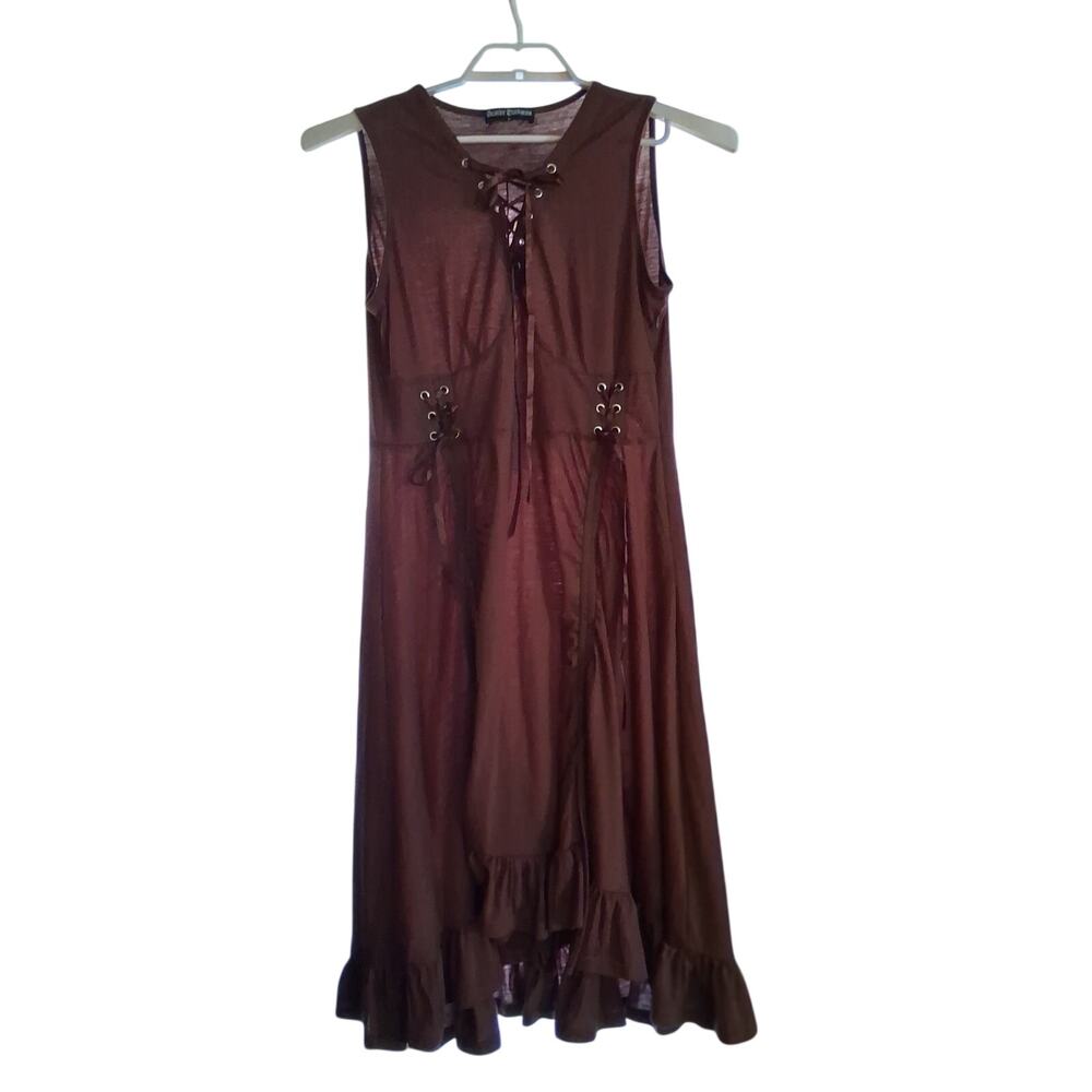 Scarlet Darkness dress womens Large brown knit lace up steampunk